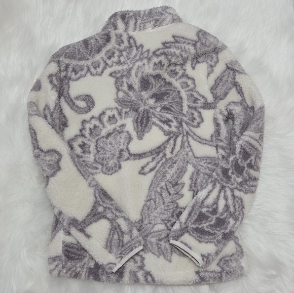 Avalanche Womens Fleece Jacket in Gray and Cream Floral - Picture 3 of 6